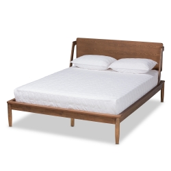 Baxton Studio Sadler Mid-Century Modern Ash Walnut Brown Finished Wood Full Size Platform Bed